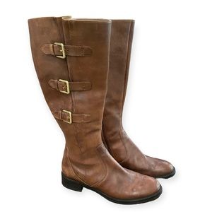 Ecco Leather Buckle Riding Boots Brown 39